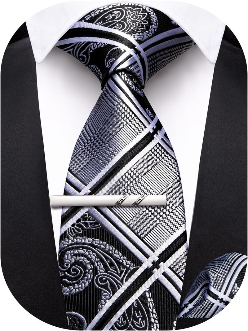 Barry.Wang Store Boys Ties School Pre-Tied Kids Necktie Handkerchief Clip Set Uniforms Child Ties for 8-14 Years Wedding Party - Image 1